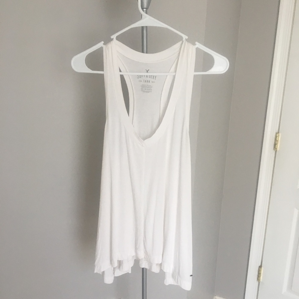Soft & Sexy American Eagle Flowy Tank in White